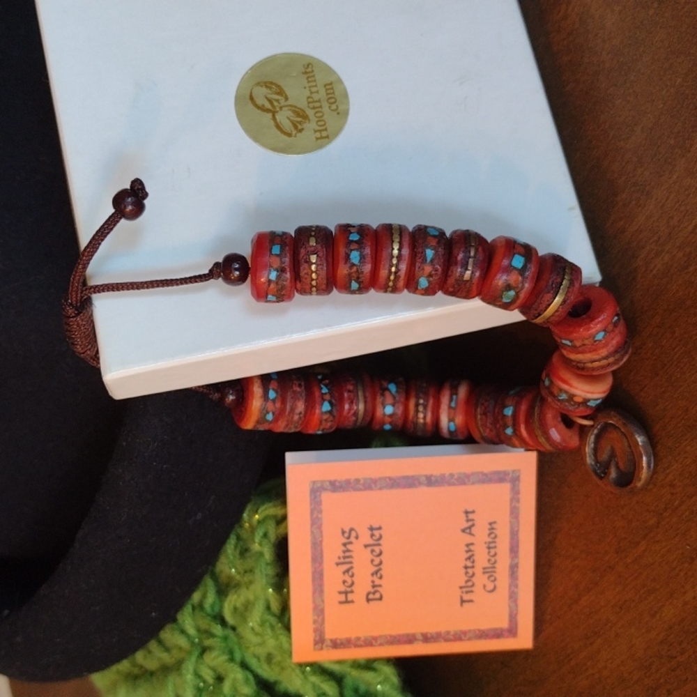 Bamboo Trading Company Tibetan Healing Bracelet With Copper Hoofprint Charm